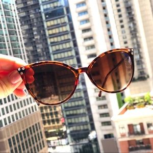 Designer fashion womens brown cat eye sunglasses
